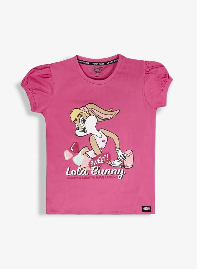 Looney Tunes Graphic Print Round Neck Fashion T-shirt