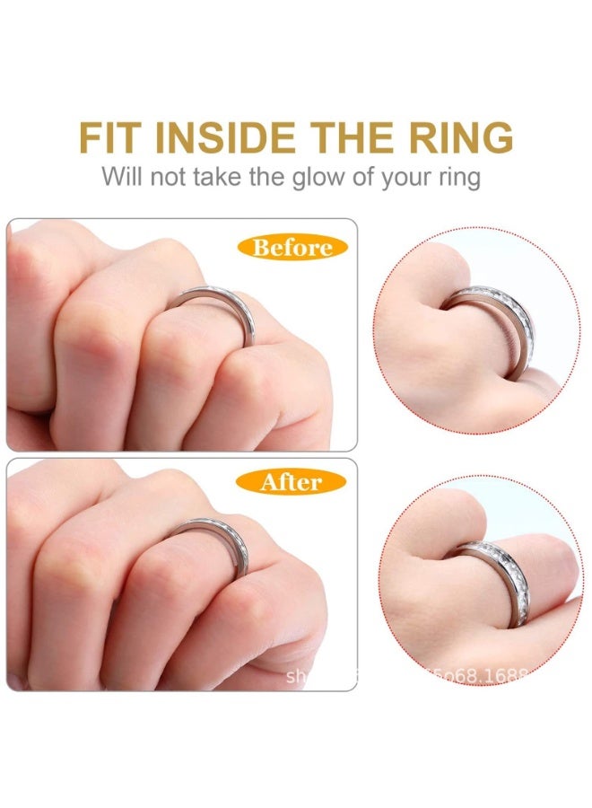 4 قطع من ملصقات ضبط مقاس الخاتم غير المرئية للخواتم الفضفاضة، ملصقات شفافة بيضاء لضبط مقاس خاتم الإصبع، أدوات مجوهرات - Image 4