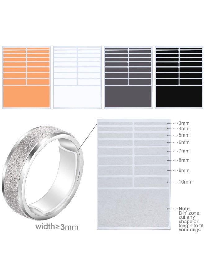 4 قطع من ملصقات ضبط مقاس الخاتم غير المرئية للخواتم الفضفاضة، ملصقات شفافة بيضاء لضبط مقاس خاتم الإصبع، أدوات مجوهرات - Image 2