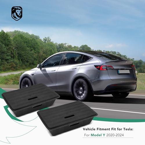 YHTAUTO Under Seat Storage Box with Lid Fit for Tesla Model Y 20202024 Underseat Hidden Tray Organizer Tray 5 Seater Model Y Organizer Accessories 2 PCS - Image 3