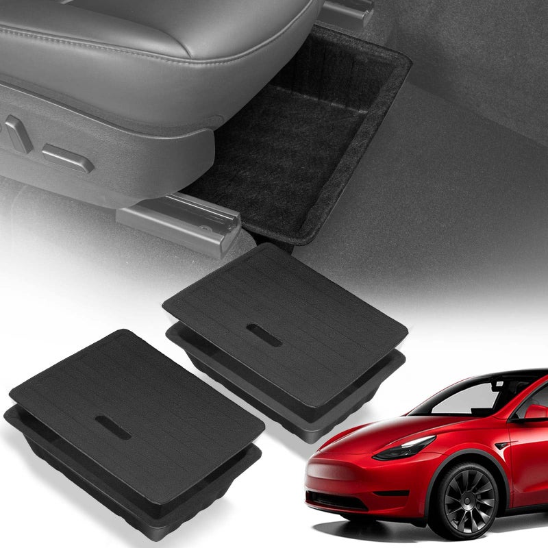 YHTAUTO Under Seat Storage Box with Lid Fit for Tesla Model Y 20202024 Underseat Hidden Tray Organizer Tray 5 Seater Model Y Organizer Accessories 2 PCS - Image 2