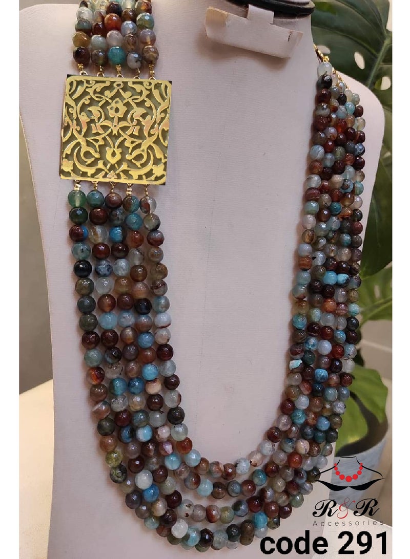 R&R Multi-role women's necklace of natural amethyst max agate with a pendant of pure copper