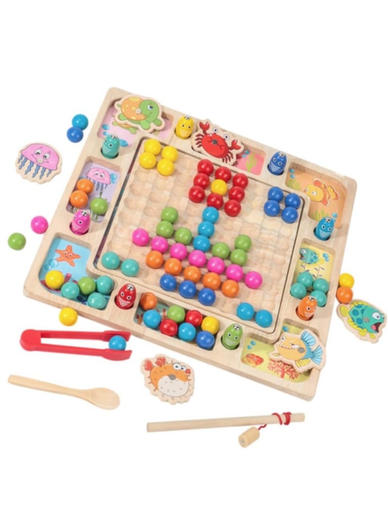 ألعاب خرز بمشبك قوس قزح أوتاد خشبية، أرقام ألغاز، لعبة تعليمية خشبية - Image 1