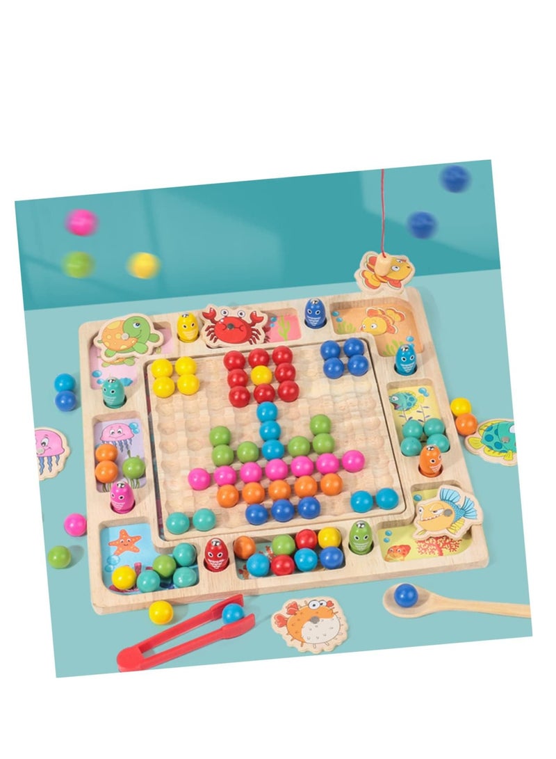 ألعاب خرز بمشبك قوس قزح أوتاد خشبية، أرقام ألغاز، لعبة تعليمية خشبية - Image 4