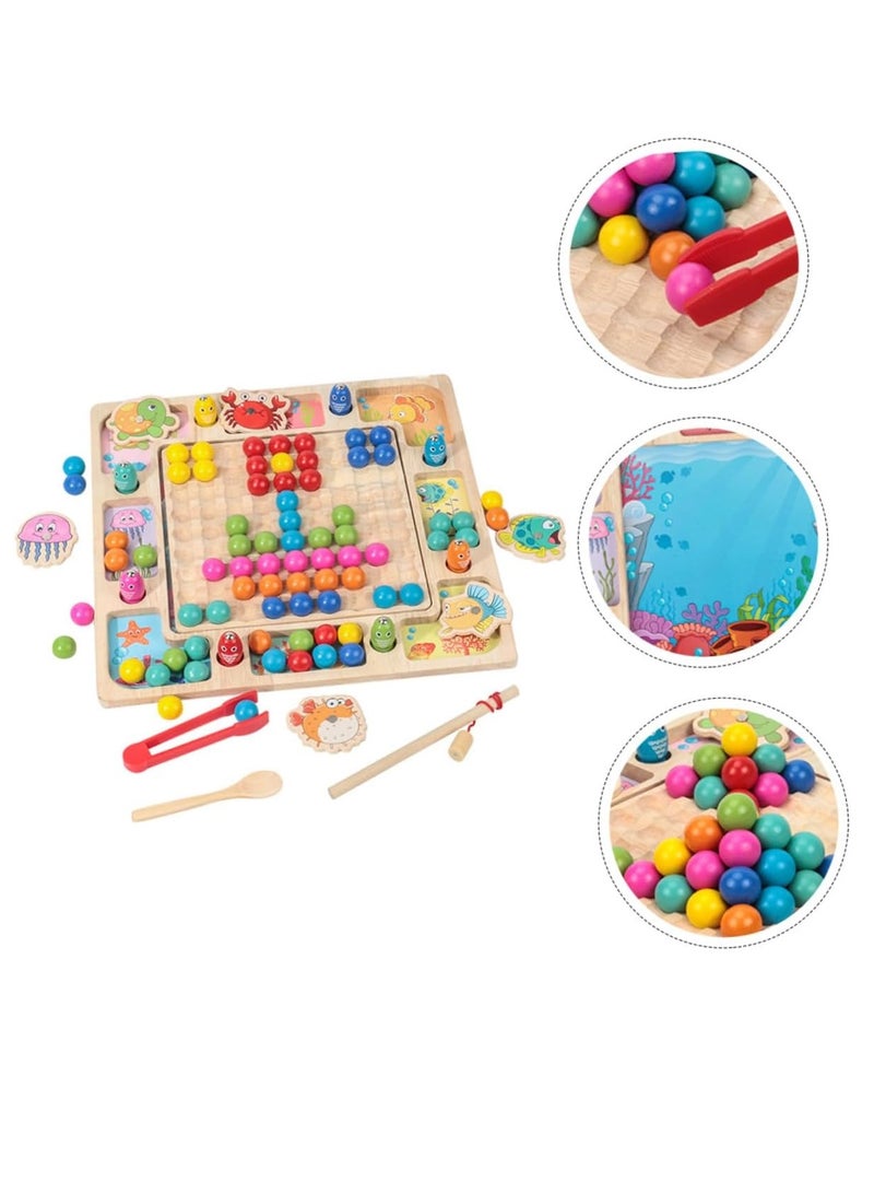 ألعاب خرز بمشبك قوس قزح أوتاد خشبية، أرقام ألغاز، لعبة تعليمية خشبية - Image 5