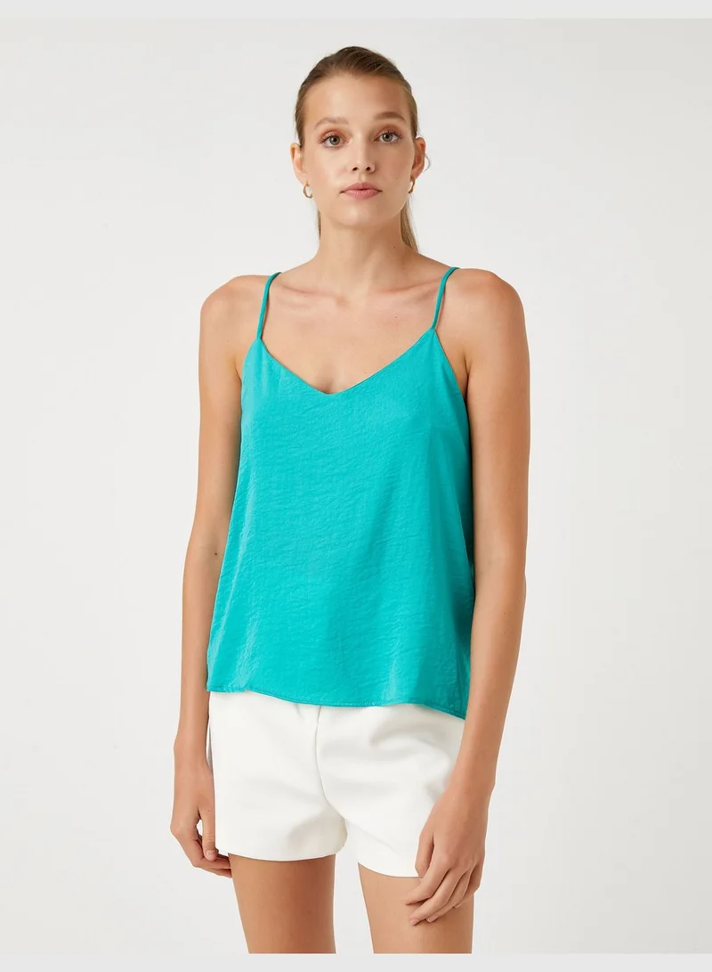KOTON Thin Strappy Tank Top V Neck