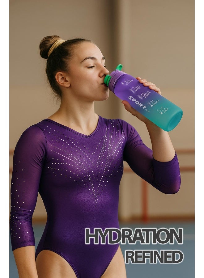 توشيونيكس زجاجة مياه رياضية تحفيزية سعة 1000 مل مع علامات زمنية، وغطاء يعمل بلمسة واحدة، وقشة مدمجة قابلة للطي، ومقبض حمل واحد وغطاء غير قابل للانزلاق - خالية من مادة BPA، وغطاء مانع للتسرب، وصديقة للبيئة، مصنوعة من البلاستيك، وقابلة لإعادة الاستخدام، وزجاجة مياه تذكيرية للشرب للبالغين والأطفال في المدرسة والمكتب والترطيب اليومي والصالة الرياضية واللياقة البدنية والأنشطة الخارجية والرياضة والسفر، زجاجة سعة 32 أونصة - Image 3