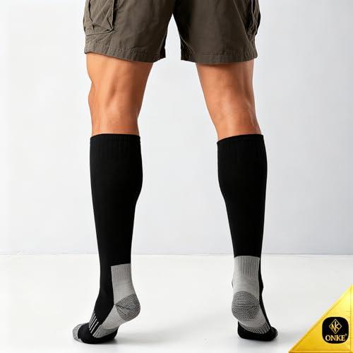 ONKE Max Full Cushion Knee High Socks for Men Steel Toe Work Boot Over the Calf OTC Moisture Wicking Thermal Hiking Hunting(Black L) - Image 3