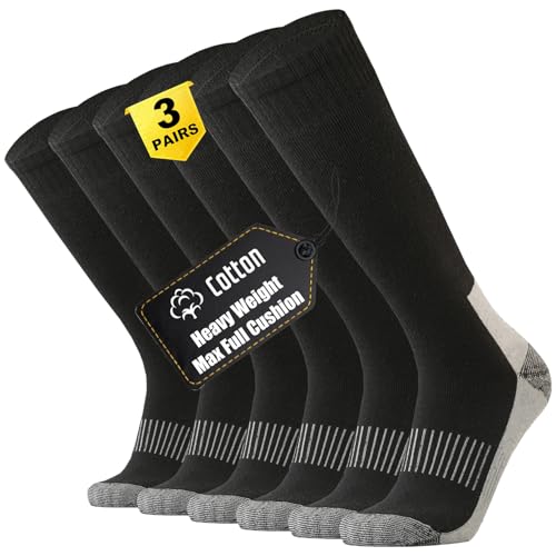 ONKE Max Full Cushion Knee High Socks for Men Steel Toe Work Boot Over the Calf OTC Moisture Wicking Thermal Hiking Hunting(Black L) - Image 1