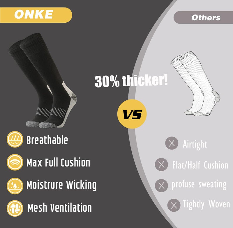 ONKE Max Full Cushion Knee High Socks for Men Steel Toe Work Boot Over the Calf OTC Moisture Wicking Thermal Hiking Hunting(Black L) - Image 4