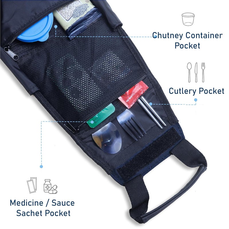 Carriall Navy Meal BagTiffin Bag for Office College School Picnic Reusable WaterResistant Lunch Box Cover Bag Only 8L Capacity Storage Gifting for MenWomen Kids BoysGirls - Image 5