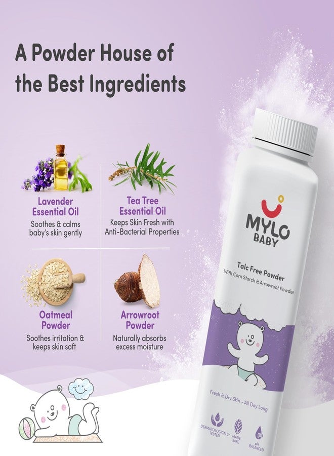 Mylo Care Talc-Free Baby Powder with Corn Starch | Made Safe Australia Certified | Absorbs Extra Oil, Relieves Itchiness & Softens Skin | Safe for All Skin Types (300g (Pack of 1)) - Image 3