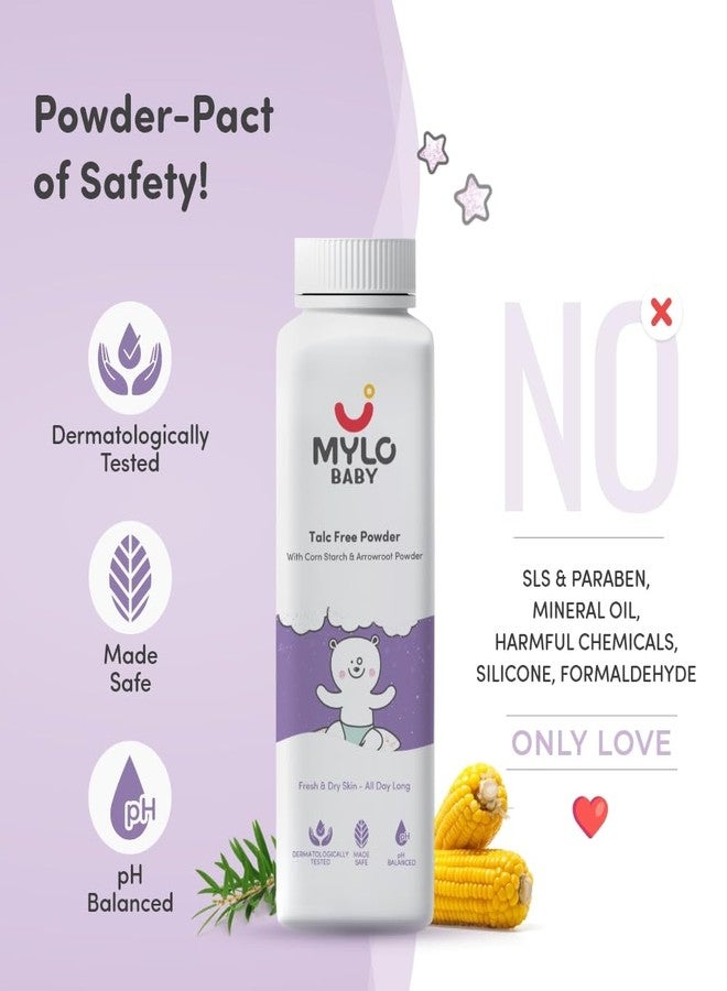 Mylo Care Talc-Free Baby Powder with Corn Starch | Made Safe Australia Certified | Absorbs Extra Oil, Relieves Itchiness & Softens Skin | Safe for All Skin Types (300g (Pack of 1)) - Image 5