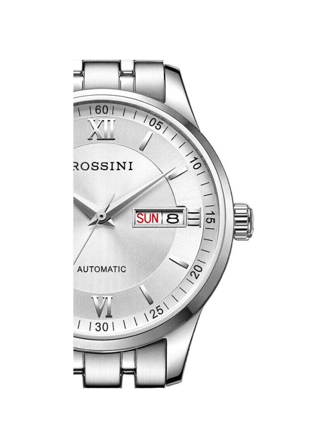 ROSSINI Couple Mechanical Watch White Dial Steel Strap 520 Wedding Gift Business Calendar 515701/515702 - Image 2