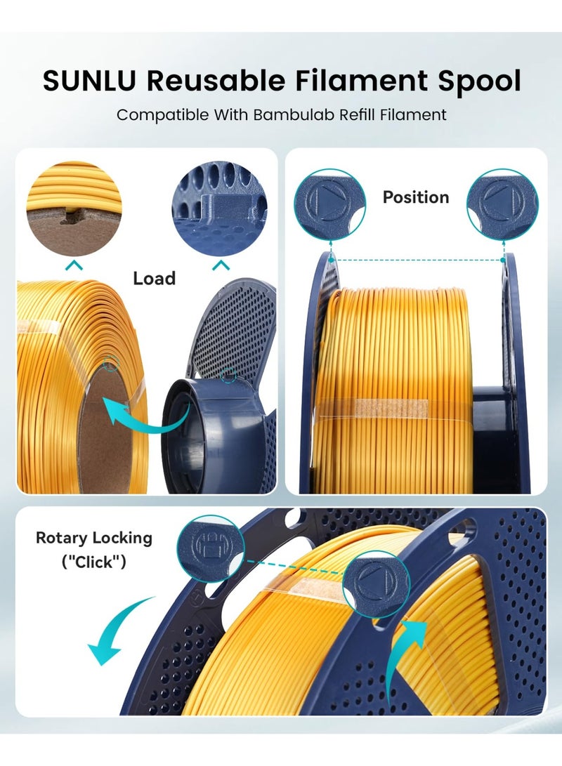 SUNLU Silk PLA+ Filament 1.75mm 2025 Upgrade Spool Compatible with Most 3D Printers, 1kg(2.2lbs) PLA 3D Printer Filament, 1.75mm Dimensional Accuracy +/- 0.02mm, Olive Bronze - Image 5