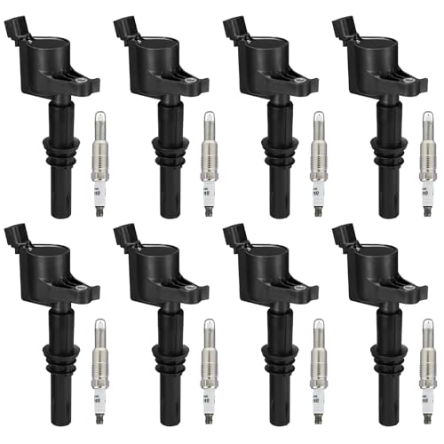 BDFHYK Ignition Coil Pack DG511 and Iridium Spark Plug SP515 SP546 Compatible with Ford F150 F250 2004-2008 Ford Mustang Expedition 2007 Lincoln Navigator Ford Coil Pack 5.4L Coil for FD508 Set of 8 - Image 1