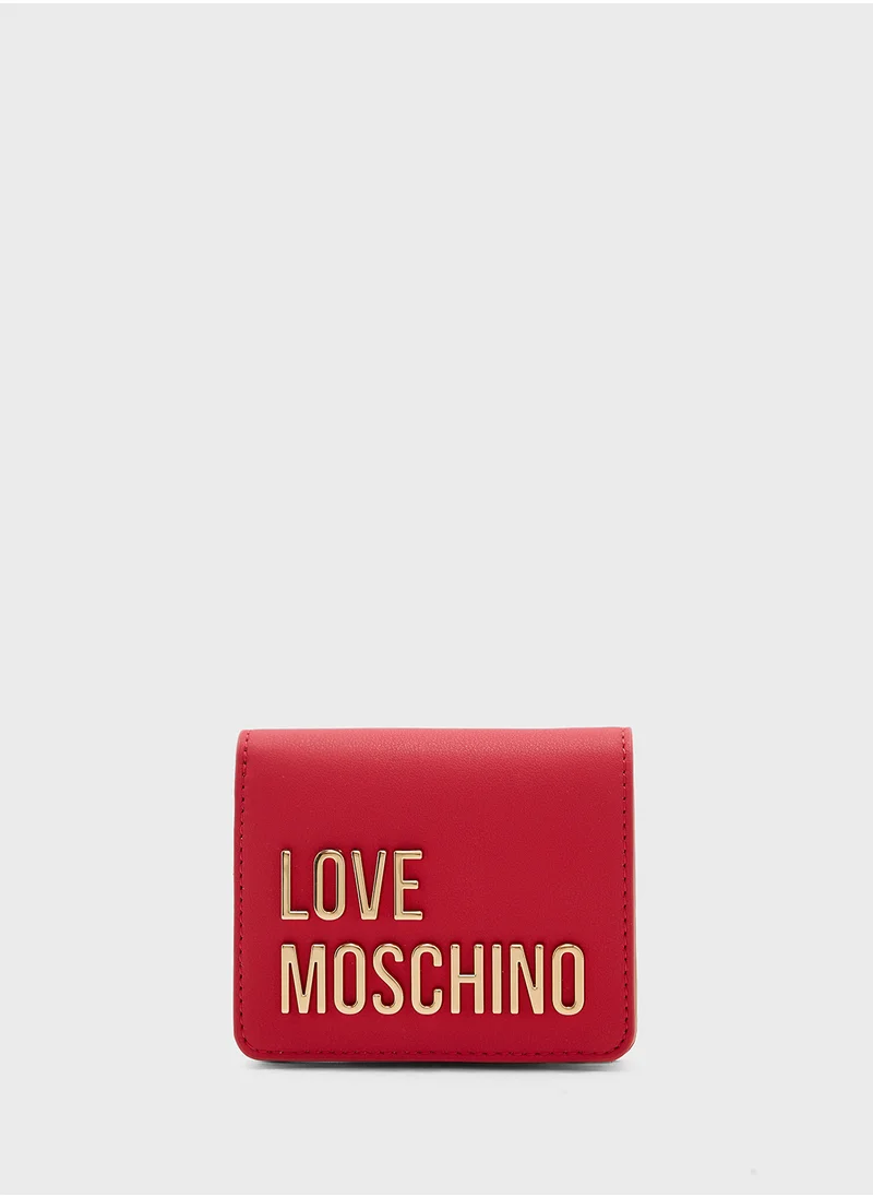 Love Moschino Logo Detailed Flap Over Wallet