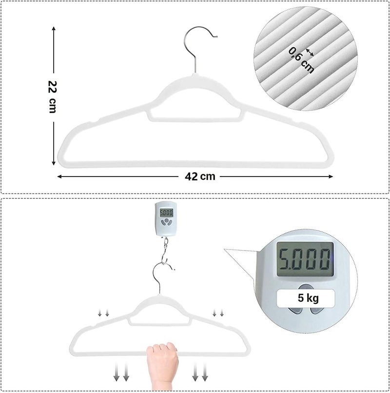 Red Dot Gift ®10-Pack White Non-Slip Velvet Hangers 42cm With 360 Degree Rotatable Hook - Durable & Slim - Non Slip Hangers for Coat Hangers - Pant Hangers… - Image 2