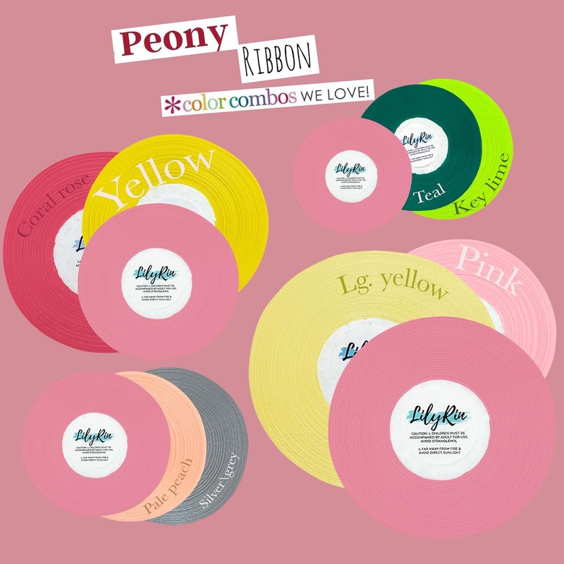 LilyRin Peony Pink Ribbon 1/4 Inches 36 Yards Satin Roll Scrapbooking Art Wedding Wreath, Baby Shower Packing Birthday Wrapping Christmas Projects Pink - Image 3