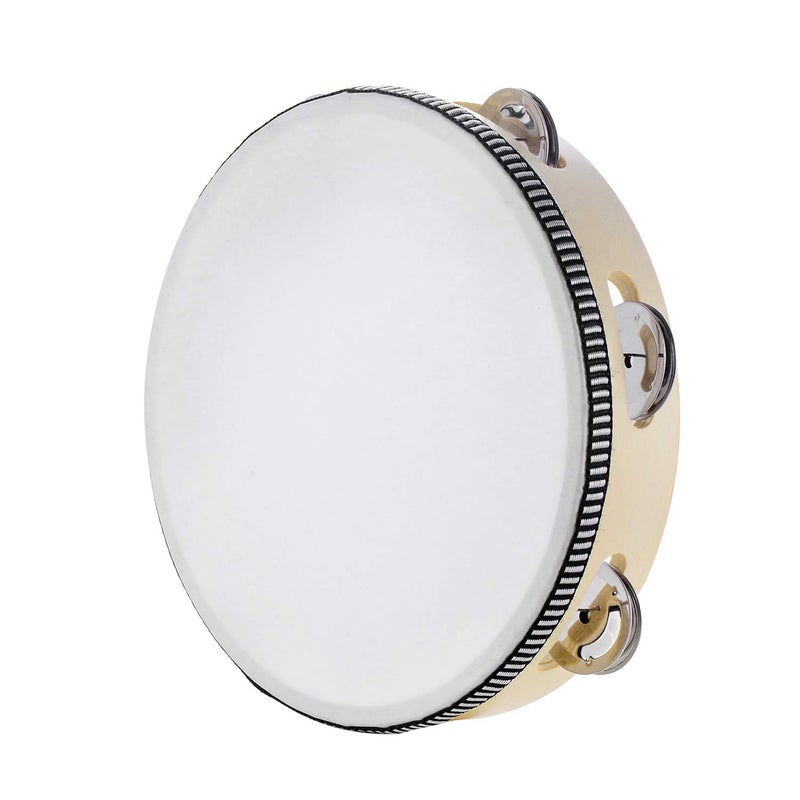 Musfunny Tambourine for Church 8 inch Hand Held Drum Bell Birch Metal Jingles Percussion Musical Educational Drum Instrument for KTV Party Kids Games by Musfunny (8 inch) - Image 5