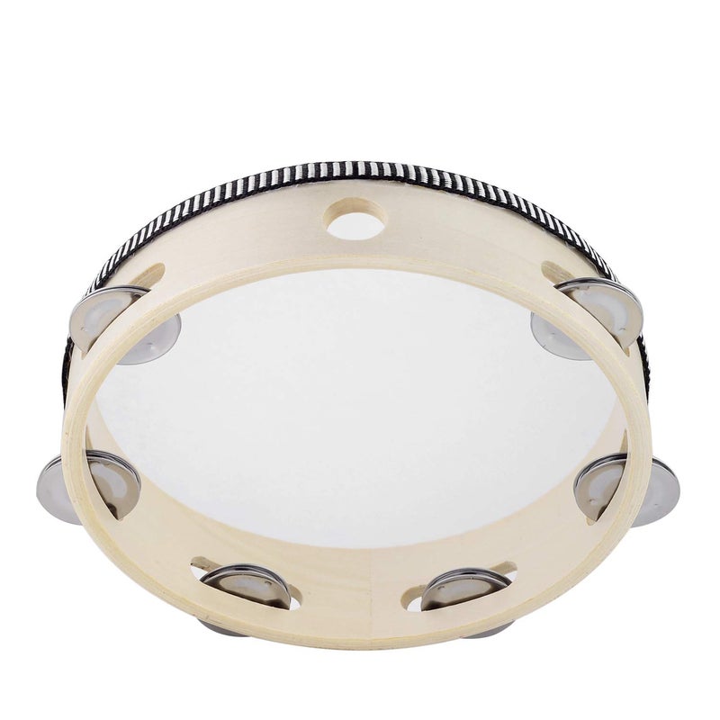 Musfunny Tambourine for Church 8 inch Hand Held Drum Bell Birch Metal Jingles Percussion Musical Educational Drum Instrument for KTV Party Kids Games by Musfunny (8 inch) - Image 2