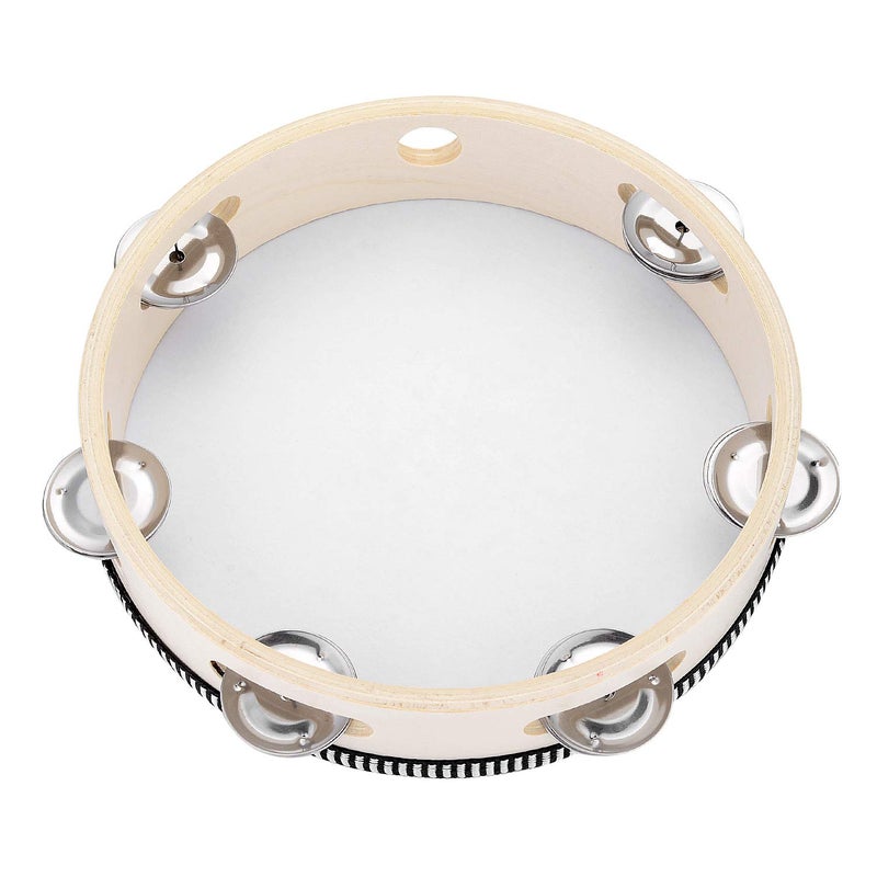 Musfunny Tambourine for Church 8 inch Hand Held Drum Bell Birch Metal Jingles Percussion Musical Educational Drum Instrument for KTV Party Kids Games by Musfunny (8 inch) - Image 1