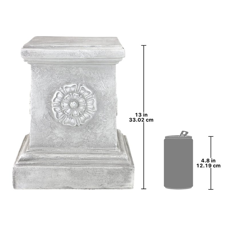 Design Toscano English Rosette Indoor/Outdoor Sculptural Garden Plinth Base Statue Riser, Large 13 Inch Tall, Cast Stone Resin, Antique Stone Finish - Image 3