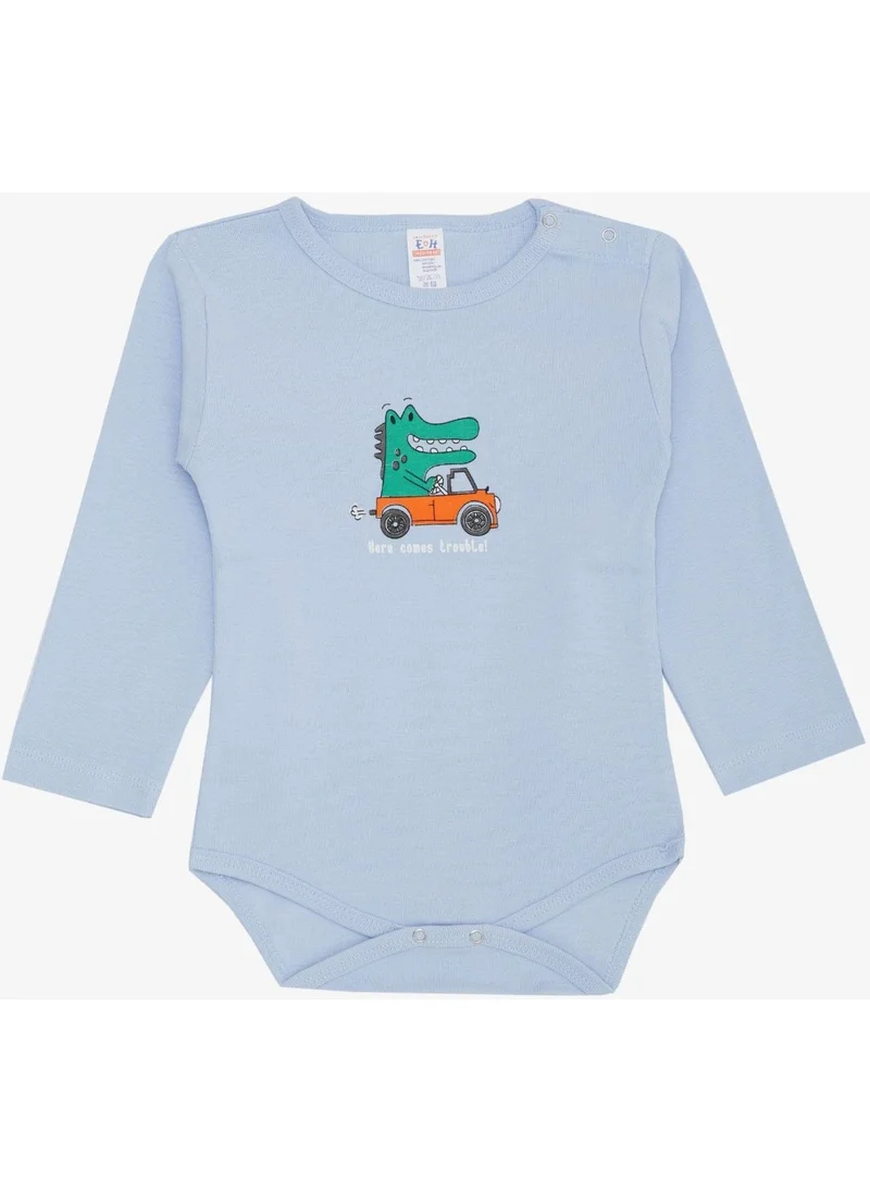 بريز Baby Boy Snap Bodysuit Driver Crocodile Printed 9 Months-3 Years, Light Blue