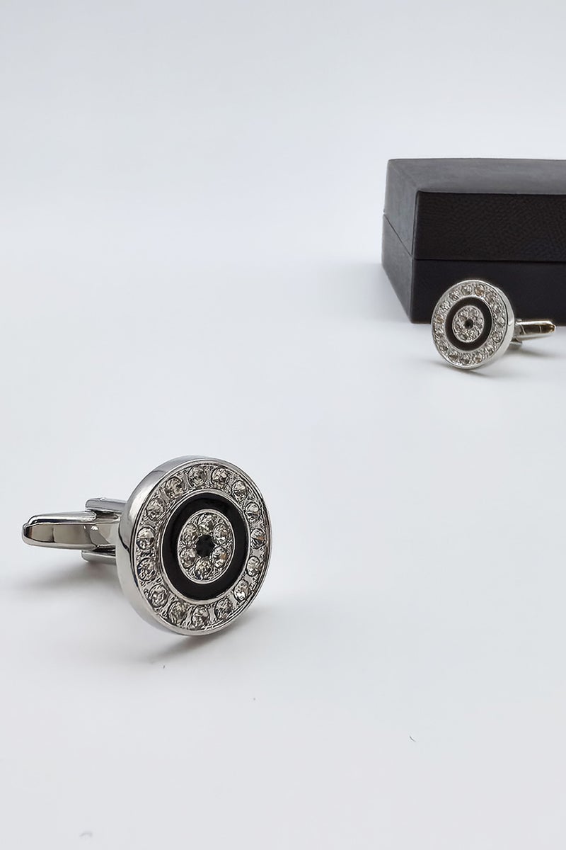 Round Crystal Cufflinks, 2 PCS in One Set Alloy Material Jewelry Specially Design for Men's Shirt Wedding Business Gift with Delicate Package Box  - Image 4