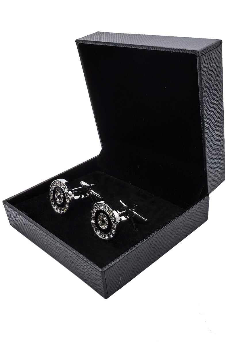 Round Crystal Cufflinks, 2 PCS in One Set Alloy Material Jewelry Specially Design for Men's Shirt Wedding Business Gift with Delicate Package Box  - Image 5