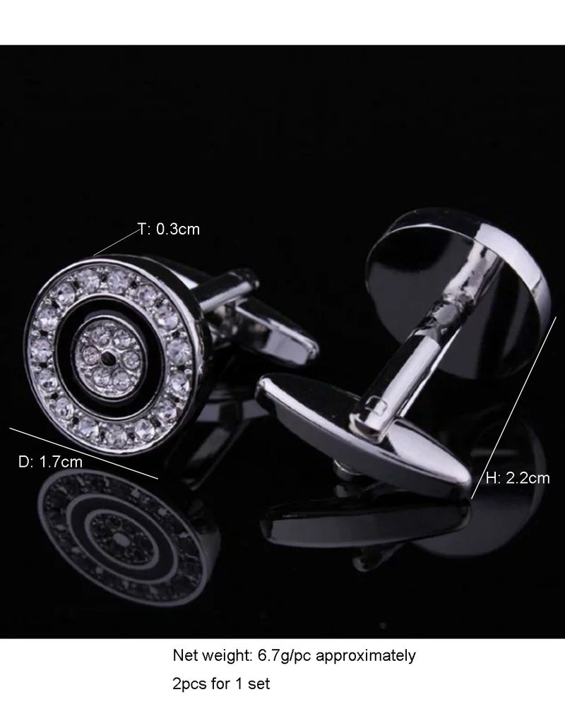 DB Innov. Cufflinks, Round Crystal Cufflinks, 2 PCS in One Set Copper Material Jewelry Specially Design for Men's Shirt Wedding Business Gift with Delicate Package Box. - Image 5