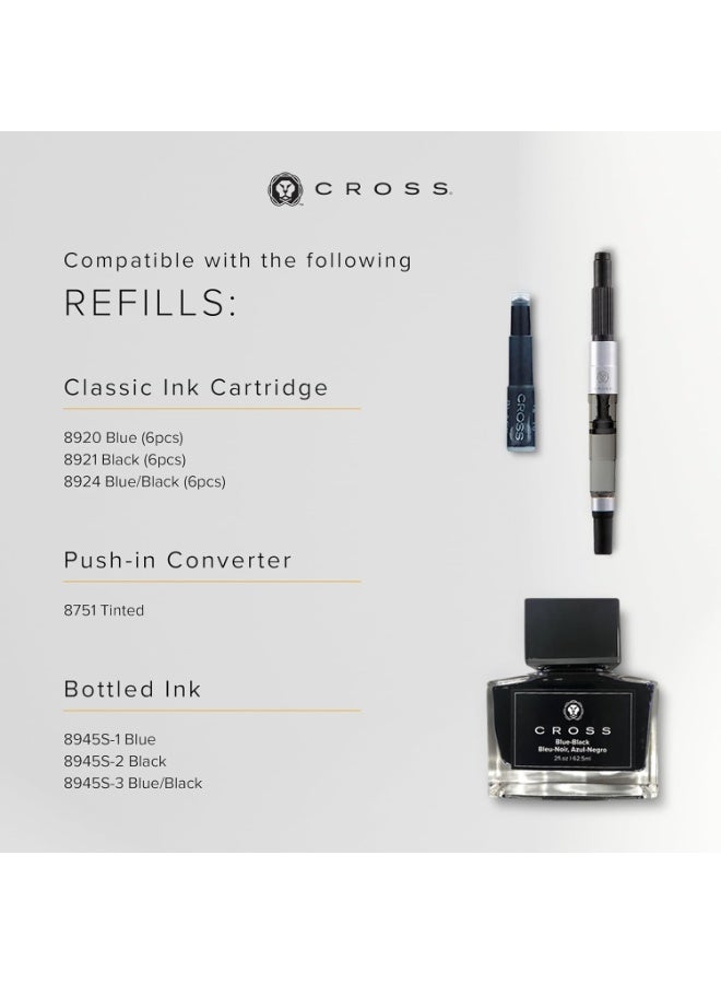 Cross Bailey Light Polished Black Resin Pen with Gold Nib (Ivory White Gold Clip) - Image 5