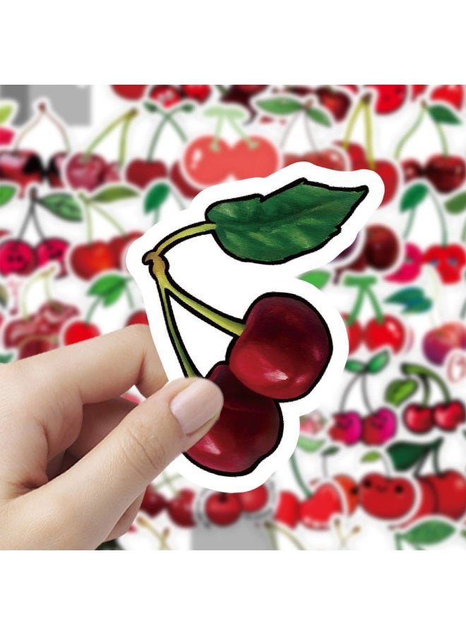 NIBEMINENT 60 Pcs Cherry Fruit Deco Kit Waterproof Stickers, High Definition Printing Bright Colors, Suitable for Laptop Skateboard Luggage Water Bottle Guitar DIY  - Image 2