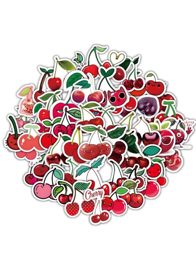 NIBEMINENT 60 Pcs Cherry Fruit Deco Kit Waterproof Stickers, High Definition Printing Bright Colors, Suitable for Laptop Skateboard Luggage Water Bottle Guitar DIY  - Image 3