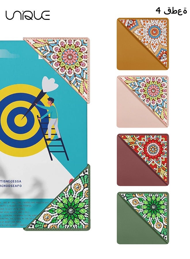 Unique 4 Pcs Diamond Painting Bookmarks for Kids,5D Corner Bookmark DIY Triangle Making Diamond Art Bookmarks Crafts Gifts for Adults for Home School - Image 1