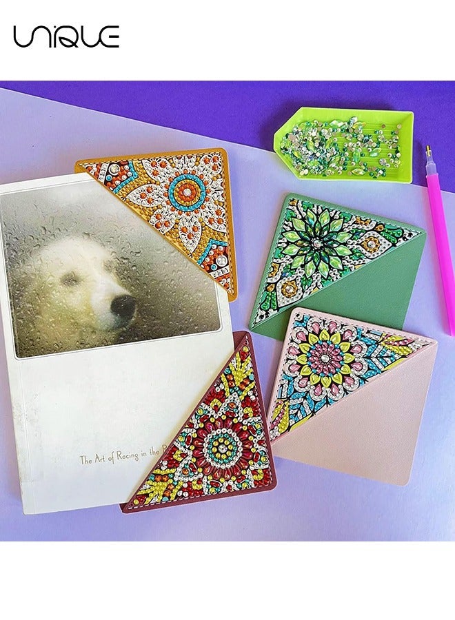 Unique 4 Pcs Diamond Painting Bookmarks for Kids,5D Corner Bookmark DIY Triangle Making Diamond Art Bookmarks Crafts Gifts for Adults for Home School - Image 4