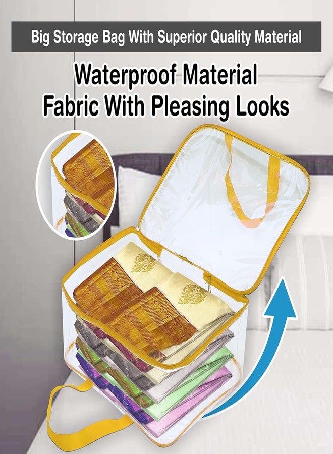 SSBC 8 Pack Nylon 30 L PVC Transparent Clothes Storage Bag for Saree Covers,Clothes, Lehenga, Blankets, Bedsheets, Toys, Docs|Wardrobe Organizer|Clear Storage Box Bag - Image 3