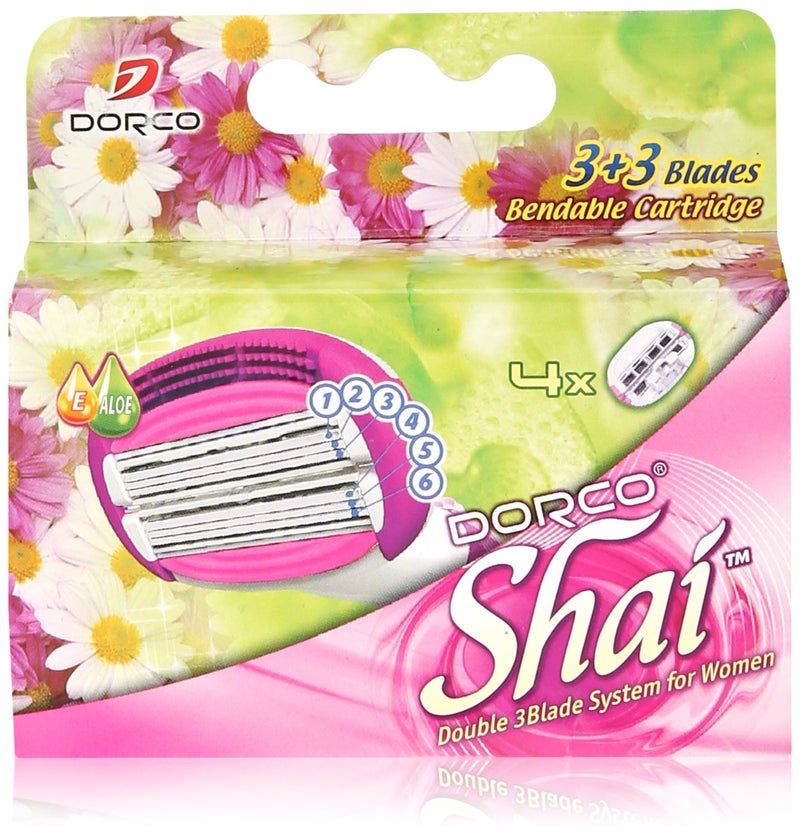 Dorco Shai 6 Blade Razor Cartridges Only - 4 Cartridges, Premium Precision Blades for a Smooth Shave, Compatible with Shai Razors, Ideal for Daily Grooming and Travel - Image 1