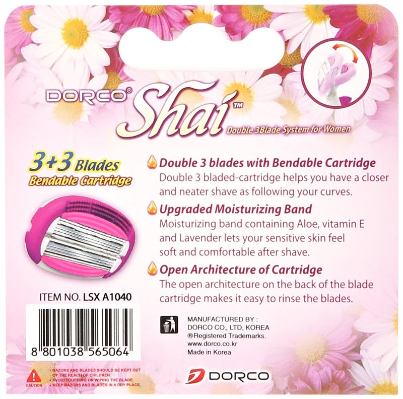 Dorco Shai 6 Blade Razor Cartridges Only - 4 Cartridges, Premium Precision Blades for a Smooth Shave, Compatible with Shai Razors, Ideal for Daily Grooming and Travel - Image 2