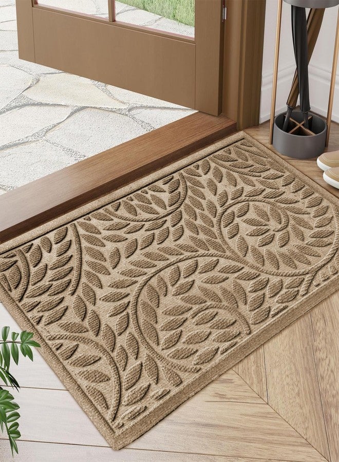 Bulijojo Front Door Mat Entrance,Durable Heavy Duty Welcome Mat,Thick Absorbent Natural Rubber Non Slip Mat,Sturdy Entryway Beige 17"x30" - Image 1