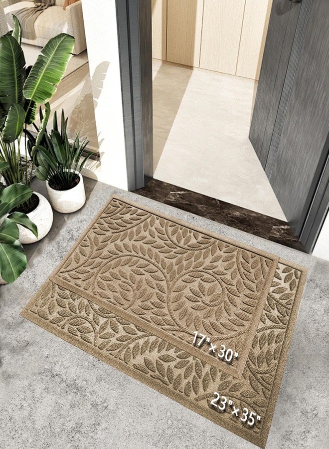 Bulijojo Front Door Mat Entrance,Durable Heavy Duty Welcome Mat,Thick Absorbent Natural Rubber Non Slip Mat,Sturdy Entryway Beige 17"x30" - Image 5