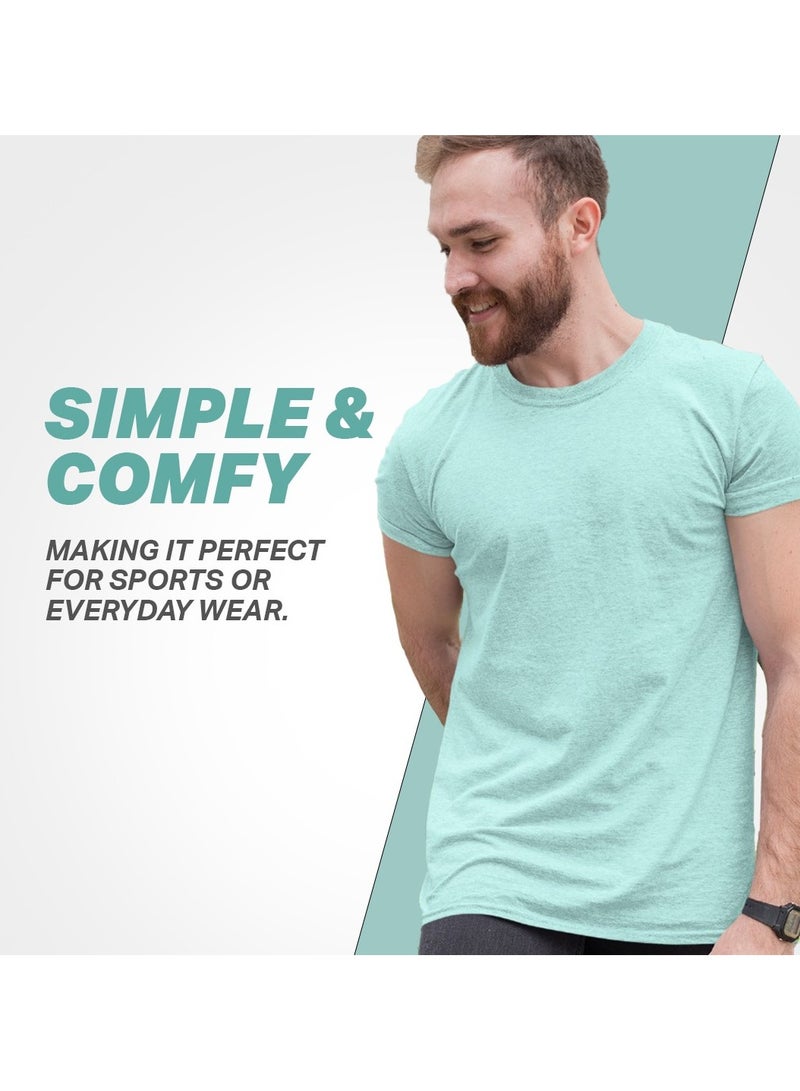 عظيم الملابس الرائعة تي شيرت Razain نصف كم باللون الأخضر النعناعي، قميص بسيط ومريح بنصف كم للرجال، رقبة دائرية نصف كم سادة، Dri Fit، ملابس رياضية وجيم - XL - Image 2