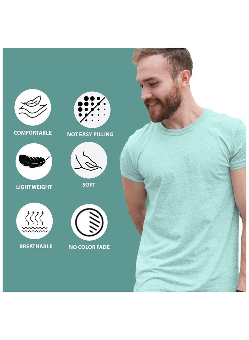 عظيم الملابس الرائعة تي شيرت Razain نصف كم باللون الأخضر النعناعي، قميص بسيط ومريح بنصف كم للرجال، رقبة دائرية نصف كم سادة، Dri Fit، ملابس رياضية وجيم - XL - Image 4