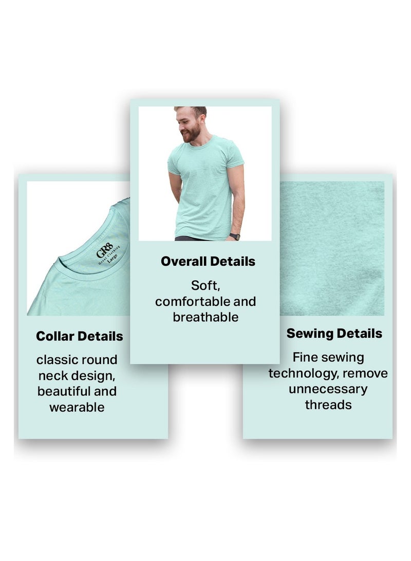 عظيم الملابس الرائعة تي شيرت Razain نصف كم باللون الأخضر النعناعي، قميص بسيط ومريح بنصف كم للرجال، رقبة دائرية نصف كم سادة، Dri Fit، ملابس رياضية وجيم - XL - Image 3