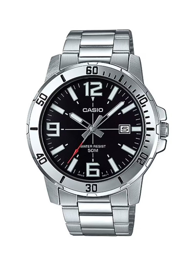 CASIO Men's Water Resistant Analog Watch MTP-VD01D-1BVUDF - 49 mm - Silver