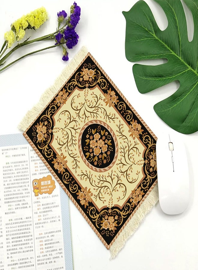 Aramu Vintage Mini Mouse Pad Coasters Oriental Mousepad Floral Style Funny Desk Mat Coasters Graduation Gift for Boho Doll House Rug with Anti Slip Rubber Base for Desk(Classic Style) - Image 1