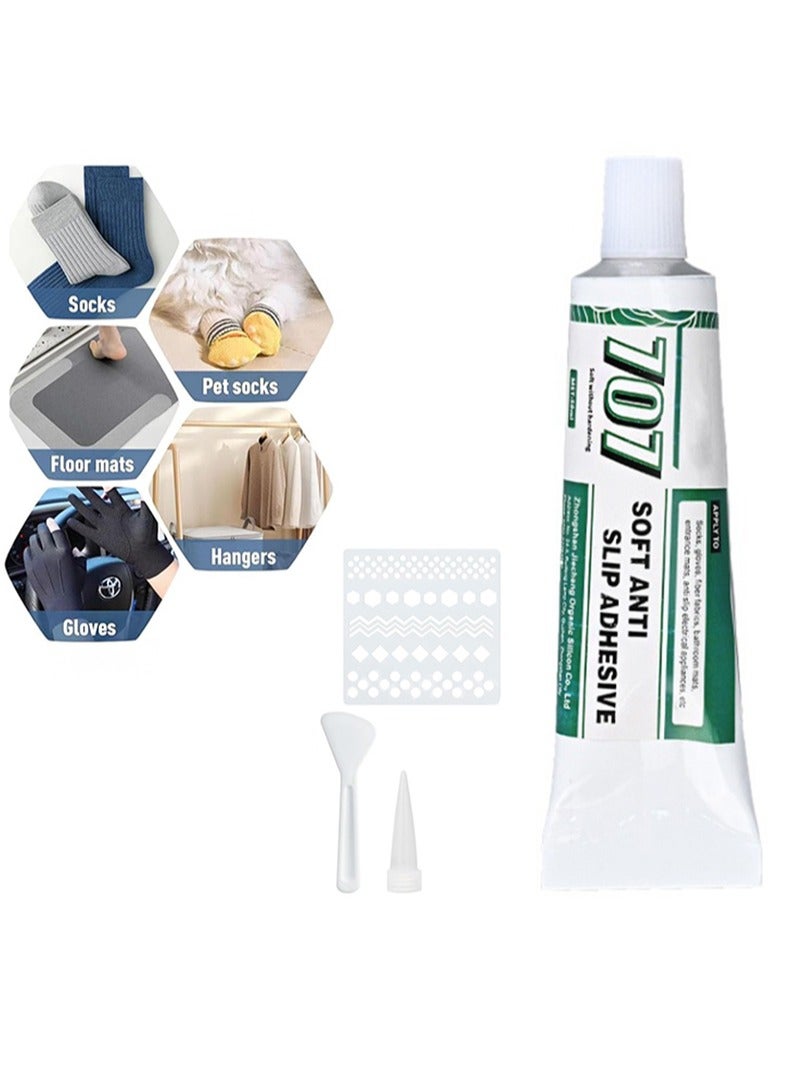 Aikanbo Soft Anti Slip Adhesive，Sock Stop Anti Slip Adhesive，Anti-Slip Soft Glue Waterproof Fabric Paint for No-Slip Socks，Bathroom Mats，Rugs（50 ml，Transparent） - Image 1