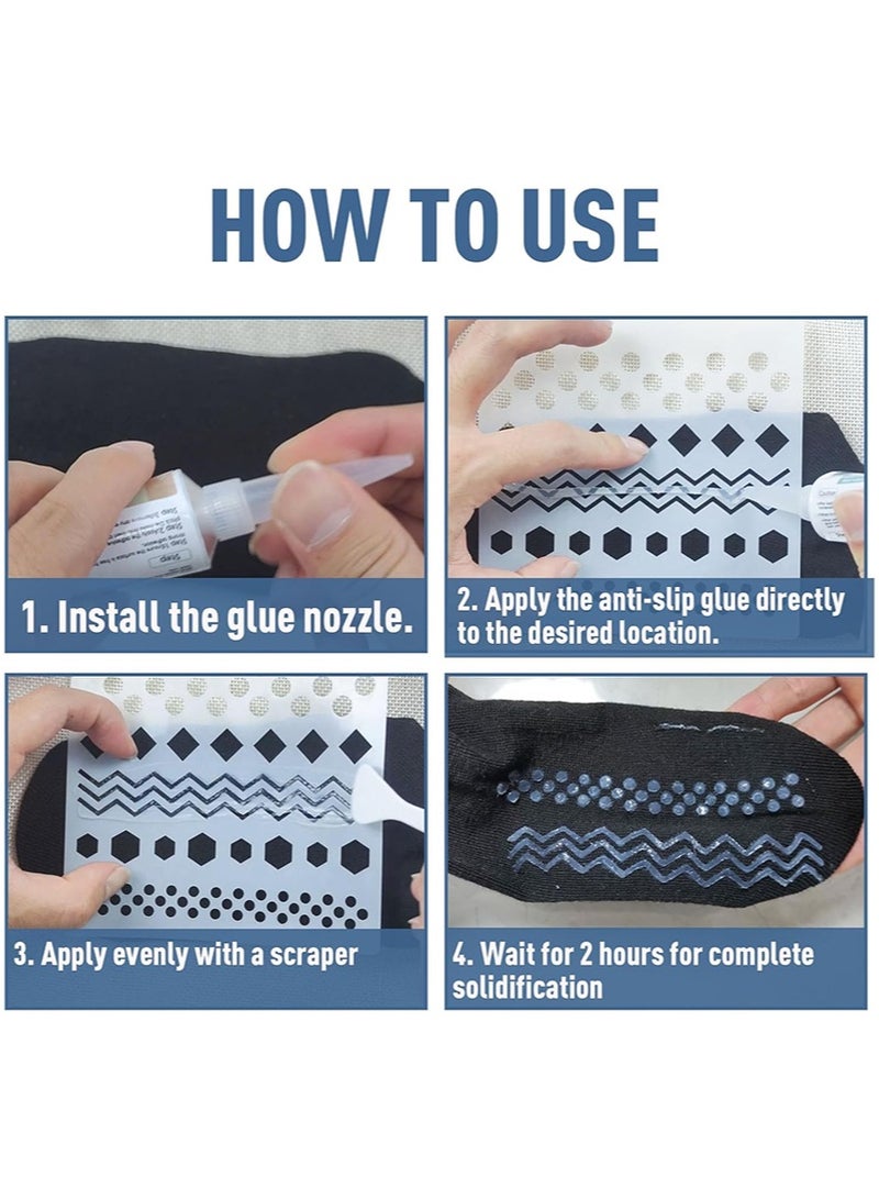 Aikanbo Soft Anti Slip Adhesive，Sock Stop Anti Slip Adhesive，Anti-Slip Soft Glue Waterproof Fabric Paint for No-Slip Socks，Bathroom Mats，Rugs（50 ml，Transparent） - Image 4