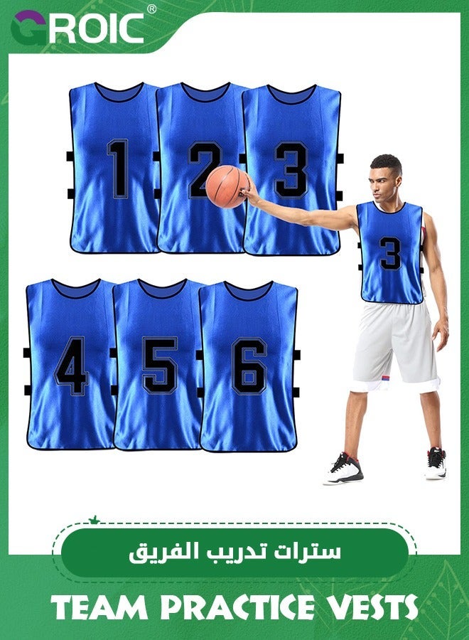 GROIC 6 Pack Scrimmage Training Vest Team Sports Pinnies Reversible Numbered Soccer Pennies Youth Adult Jerseys, Pennies, Sports, Practice Bibs  - Image 1