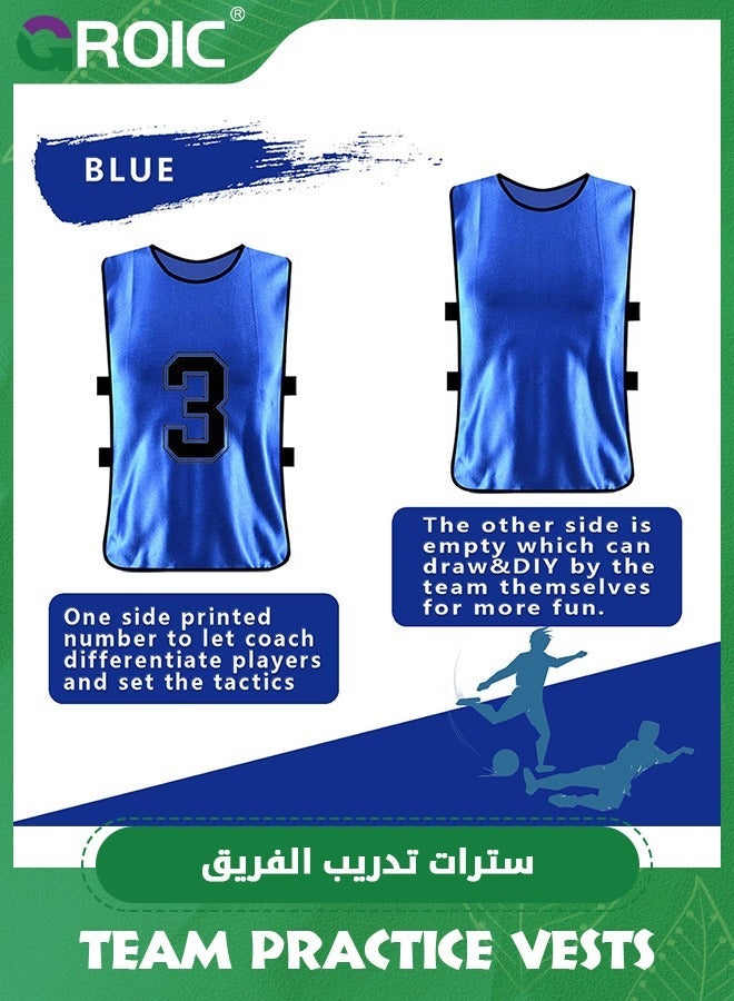 GROIC 6 Pack Scrimmage Training Vest Team Sports Pinnies Reversible Numbered Soccer Pennies Youth Adult Jerseys, Pennies, Sports, Practice Bibs  - Image 4